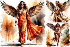 Boho Tribal Angel Girl Clipart Set Product Image 3