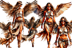 Boho Tribal Angel Girl Clipart Set Product Image 4