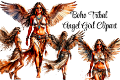 Boho Tribal Angel Girl Clipart Set Product Image 1