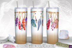 Boho tumbler png, feathers tumbler Sublimation Design Product Image 1