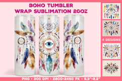 Tumbler Wrap Sublimation Design with Watercolor Boho Mandala Product Image 1