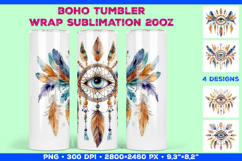 Tumbler Wrap Sublimation Design with Watercolor Boho Mandala Product Image 1