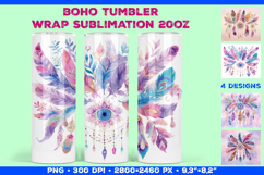 Tumbler Wrap Sublimation Design with Watercolor Boho Mandala Product Image 1