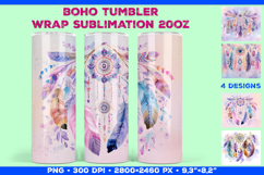 Tumbler Wrap Sublimation Design with Watercolor Boho Mandala Product Image 1