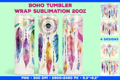 Tumbler Wrap Sublimation Design with Watercolor Boho Mandala Product Image 1