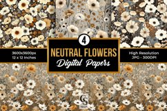 Neutral Vintage Blooming Flowers Digital Papers Product Image 1