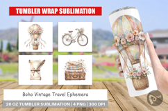 Boho Vintage Travel Ephemera Tumbler Product Image 1