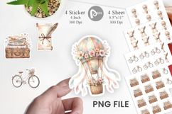 Boho Vintage Travel Ephemera Sticker Product Image 1