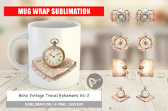 Boho Vintage Travel Ephemera Mug Wrap Product Image 1