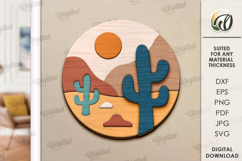 Boho Wall Art Lasercut. Wooden Nature Scene Decor SVG Product Image 1