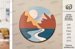 Boho Wall Art Lasercut. Wooden Nature Scene Decor SVG Product Image 1