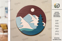 Boho Wall Art Lasercut. Wooden Nature Scene Decor SVG Product Image 1