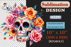 Boho Watercolor Sugar Skull Clipart PNG