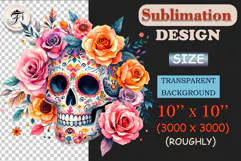 Boho Watercolor Sugar Skull Clipart PNG