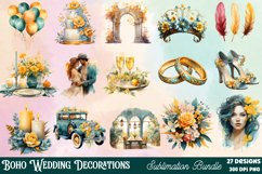 Boho Wedding Decorations Clipart Bundle, Watercolor Wedding Arch Clipart, Floral Wedding Boho PNG, Watercolor Wedding Collection Clipart, Watercolor Clipart Wedding Burgundy, Watercolor Wedding Arrangements