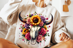 boho bull skull, western floral clipart, bull skull sublimation, boho cow skull, desert floral clipart, western sublimation bundle, boho floral skull, rustic bull skull, desert chic png, boho western clipart, steer skull floral, bohemian skull art, waterc