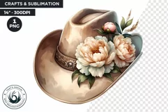 Boho Cowgirl Hat Western PNG clipart, Floral cowboy hat Product Image 1