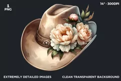 Boho Cowgirl Hat Western PNG clipart, Floral cowboy hat Product Image 2