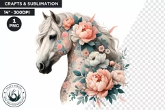 Boho Western horse PNG clipart, Peonnie western Product Image 1