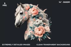 Boho Western horse PNG clipart, Peonnie western Product Image 2