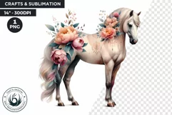 Boho Western horse PNG clipart, Peonnie western Product Image 1