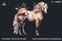 Boho Western horse PNG clipart, Peonnie western Product Image 2