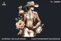 Boho Pastel Cowgirl with Peonies PNG clipart, Western Woman Product Image 2
