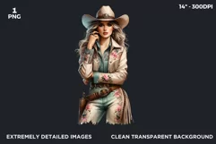Boho Pastel Cowgirl with Peonies PNG clipart, Western Woman Product Image 2