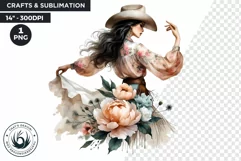 Boho Pastel Cowgirl with Peonies PNG clipart, Western Woman Product Image 1