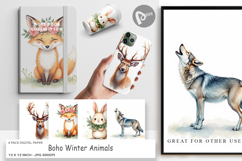 Boho Winter Animals Digital Paper Product Image 1