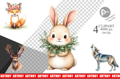 Boho Winter Animals Clipart Product Image 1
