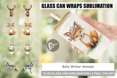 Boho Winter Animals Glass Can Product Image 1