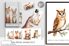 Boho Winter Animals Digital Paper Product Image 1