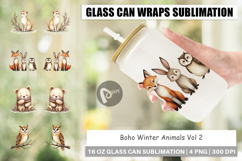 Boho Winter Animals Glass Can Product Image 1