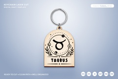 Boho Zodiac Keychain Laser Cut SVG - Taurus Product Image 1