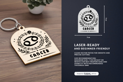 Boho Zodiac Keychain Laser Cut SVG - Cancer Product Image 2