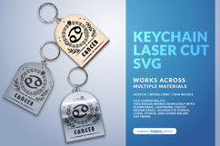 Boho Zodiac Keychain Laser Cut SVG - Cancer Product Image 3