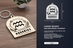Boho Zodiac Keychain Laser Cut SVG - Aquarius Product Image 2