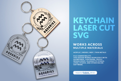 Boho Zodiac Keychain Laser Cut SVG - Aquarius Product Image 3