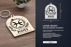 Boho Zodiac Keychain Laser Cut SVG - Pisces Product Image 2