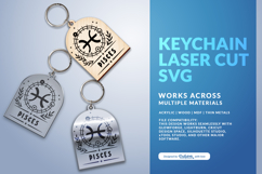 Boho Zodiac Keychain Laser Cut SVG - Pisces Product Image 3