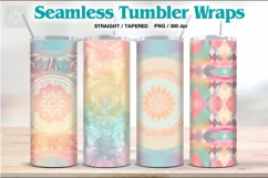 4 Rainbow Boho Tumbler Sublimation, 20 oz Tumbler Wrap Product Image 1