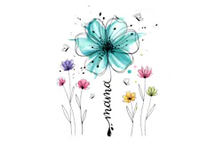Mothers Day floral illustration with mama text butterflies Product Image 2