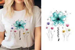Mothers Day floral illustration with mama text butterflies Product Image 1