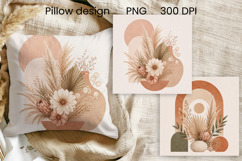 Boho floral abstract pillow | Terracotta background Product Image 1