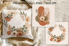 Boho floral abstract pillow | Terracotta background Product Image 1