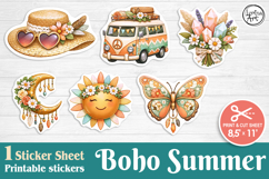 Summer. Boho. Print &amp; Cut Stickers PNG Product Image 1