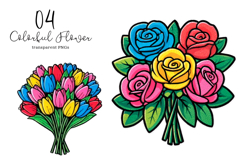 Bold Colorful Flower Bouquet Clipart Product Image 1