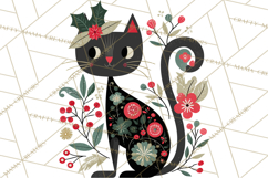Bold Graphic Christmas Cats PNG, Modern Holiday Clipart Product Image 2