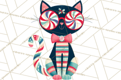 Bold Graphic Christmas Cats PNG, Modern Holiday Clipart Product Image 3